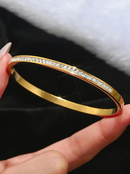 Ensemble de bracelets en acier inoxydable zircon, élégant, simple et polyvalent, étanche et ne se décolore pas facilement, 1/5 pièces