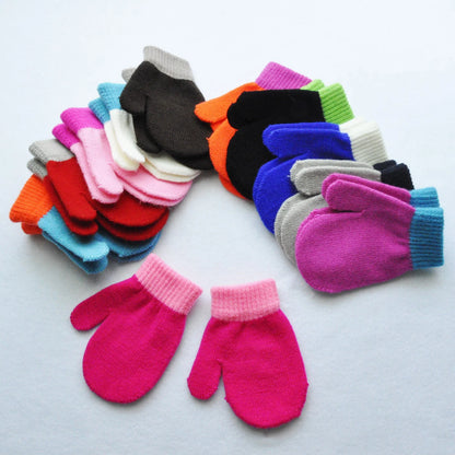 Gants d'hiver chauds pour bébés de 1 à 4 ans, mitaines tricotées en Patchwork, gants à doigts complets pour étudiants de la maternelle