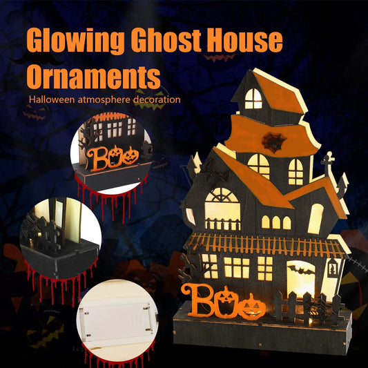 Maison hantée fantôme en bois pour Halloween,