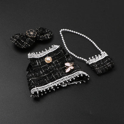 Vêtements pendentif de poupée Labubu 17cm, costume à carreaux, jupe et robe noire, ensemble de tenue élégante, accessoires mignons de décoration