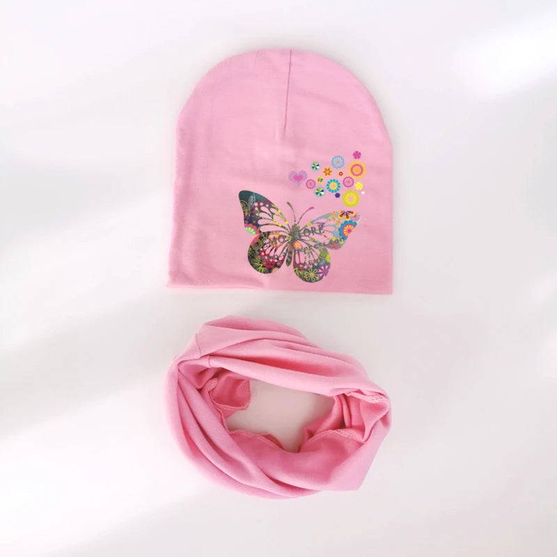 Ensemble de chapeaux de bébé à fleurs papillon pour filles, chapeau pour enfants, chapeau pour bébé garçon, chapeau en coton, écharpe pour enfants, collier, écharpe pour enfants