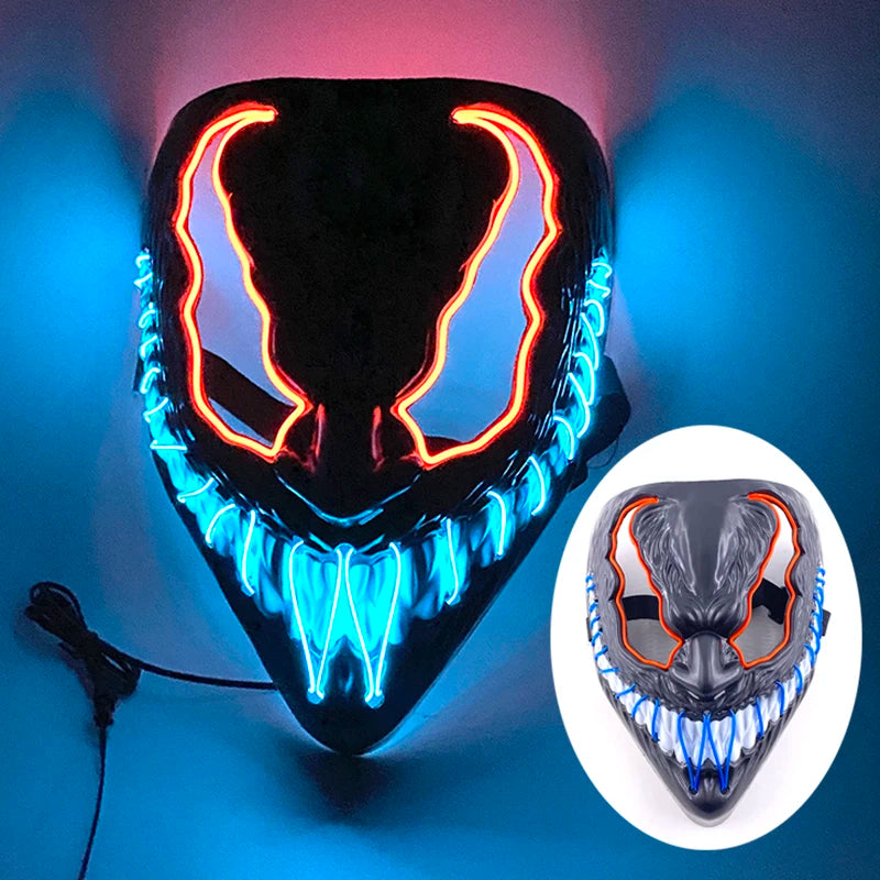 Masque de Purge d'Horreur Brcorporelle à LED, Complet au Néon, pour Cosplay, Fournitures de ixde Bar, Thème du Film d'Halloween
