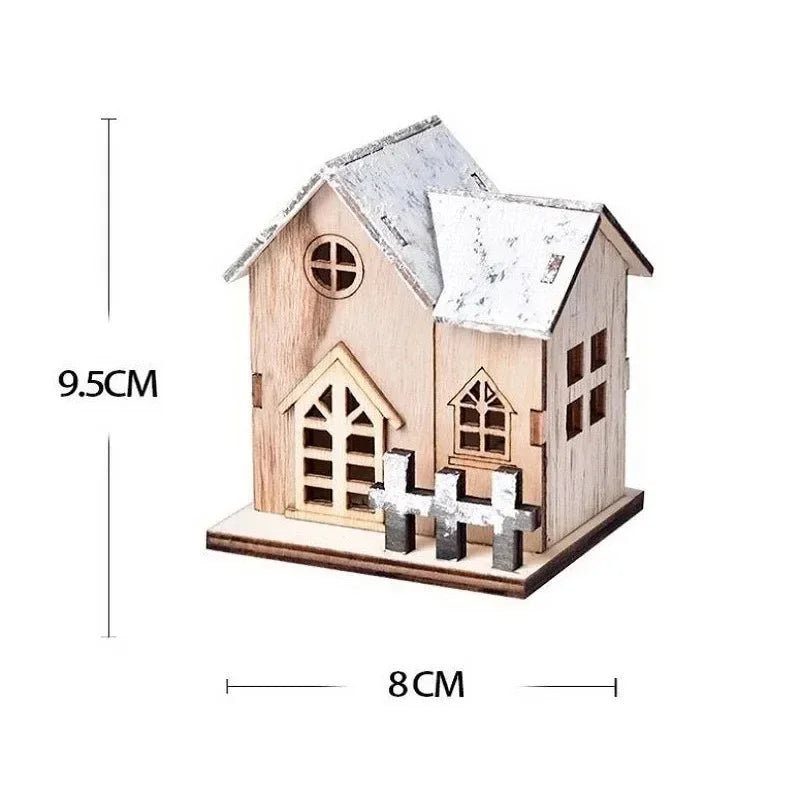 Lumière LED de noël maison en bois cabine lumineuse décorations de joyeux noël pour la maison bricolage ornements d'arbre de noël cadeaux pour enfants nouvel an