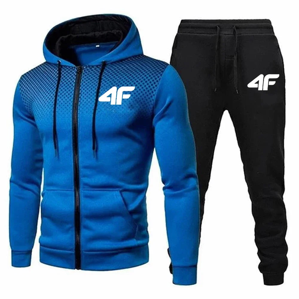 Automne hiver hommes survêtement Jogging pantalons de survêtement 2 pièces ensemble Sport veste à glissière + pantalon de course costume décontracté impression vêtements