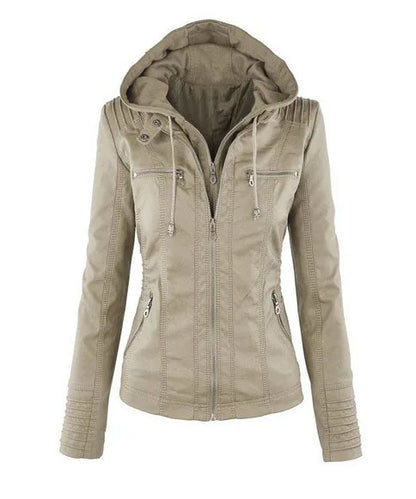 Veste en simili cuir pour femmes, manteau d'hiver féminin, veste de moto, Faux daim, sweat à capuche avec fermeture éclair en PU, vêtements d'extérieur