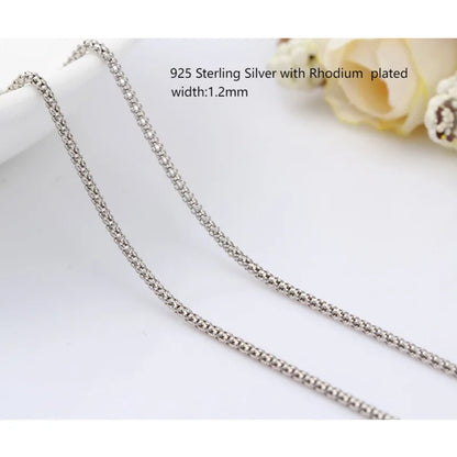 1.5mm largeur 35 cm-80 cm 925 Sterling Argent Popcorn Chaîne Colliers Femmes Bijoux Filles Collier kolye 14 "-32" Italie collares mujer