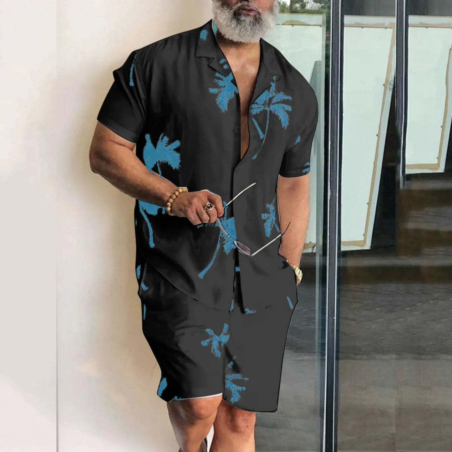AMP Tree-Ensemble deux pièces pour hommes, chemises et shorts College en 3D, vêtements de plage unisexes, chemise à revers hawaïenne, olympiques à la mode, 2 pièces