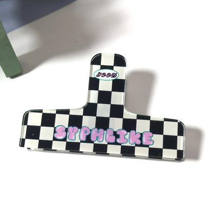 Pince à reliure en acrylique de dessin animé rétro, pince à ressort, stockage de photos, mémo de papier de test, tendance américaine, fille mignonne, accessoires de bureau