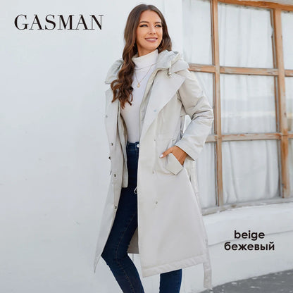GASMAN – doudoune longue en coton fin pour femme, 2023