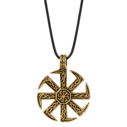 Collier symbole Kolovrat slave pour hommes, roue solaire païenne, Talisman, amulette, chaîne à maillons, pendentif, bijoux religieux pour hommes