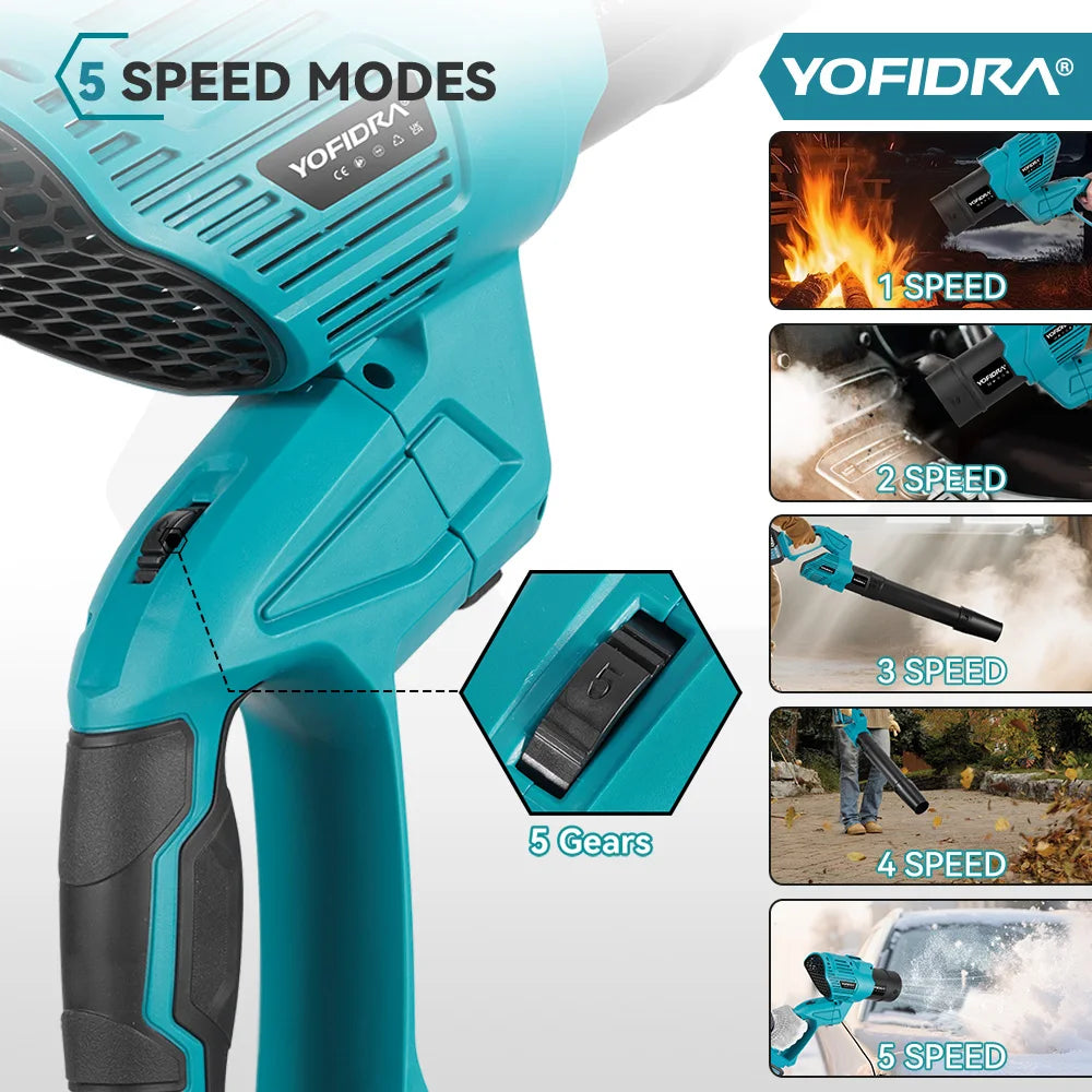 YOFIDRA 2In1 3000W ventilateur Turbo électrique sans brosse souffleurs d'air sans fil feuille neige poussière Jet ventilateur outil pour Makita 18V batterie broche