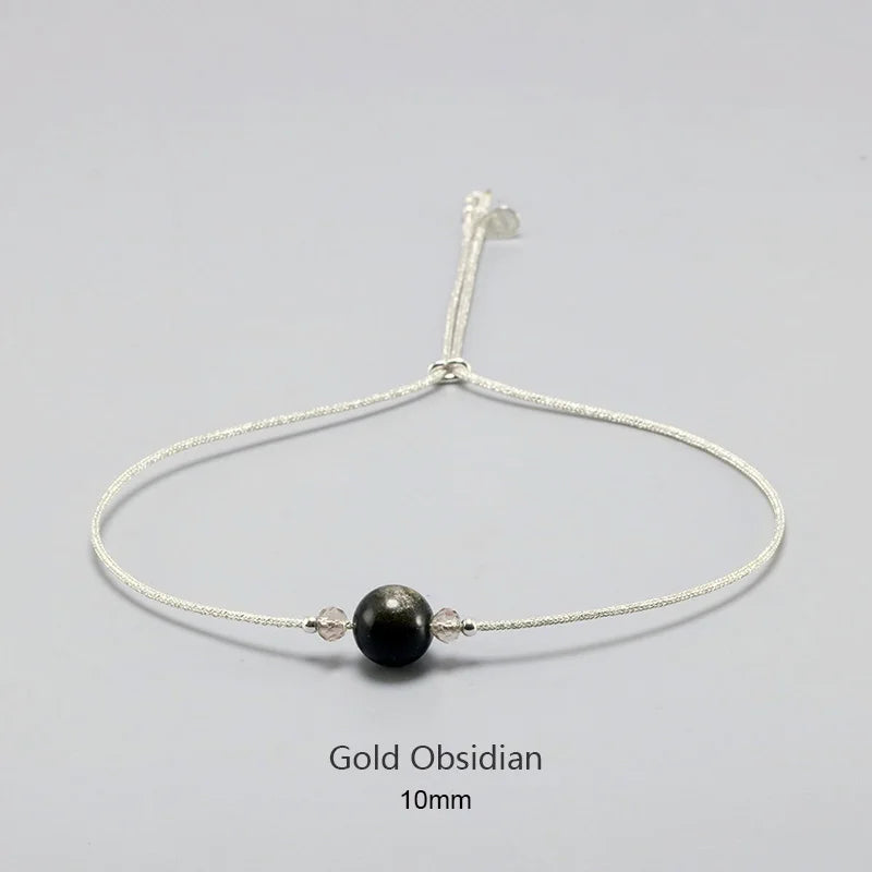 Bracelet en pierre de lune fait à la main, corde fine avec cristal naturel, perles en argent Sterling 925, Bracelets personnalisés pour femmes