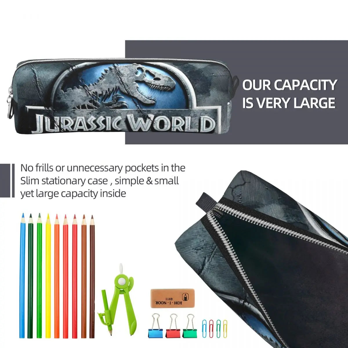 Jurassic World – trousses à crayons avec Logo dinosaure,