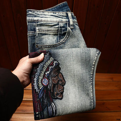 Jean Brodé Perforé pour Homme, Pantalon en Denim, observateur, Haut de Gamme, artificiel astique, Marque de Mode, Slim Fit, High Street Casual, Nouveau