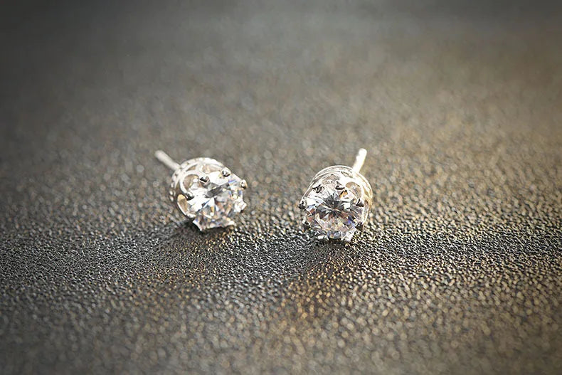 Boucles d'oreilles classiques en argent Sterling 925 pour hommes et femmes, accessoires en cristal CZ, Zircon cubique de qualité supérieure, bijoux