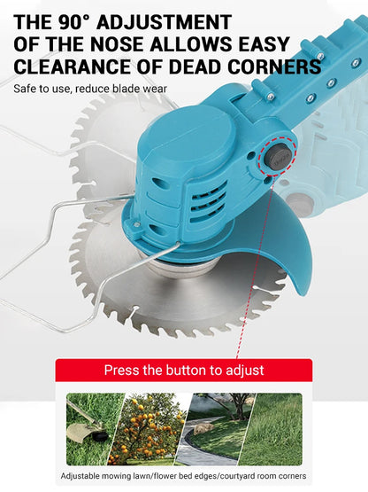 Tondeuse à gazon électrique 21V pour batterie Makita coupe gazon de jardin sans fil 90 °   Tête de coupe d'angle de rotation (sans batterie)