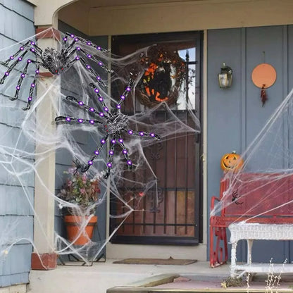 Araignée en peluche grise et blanche scintillante pour Halloween, fausse araignée géante en peluche, décor de maison hantée, accessoires d'araignée, décorations effrayantes pour jardin et cour