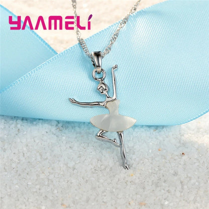 Ensemble de Colliers et Boucles d'Oreilles de Ballet en Argent Sterling 925, Accessoire de ix, à la Mode, pour Femme