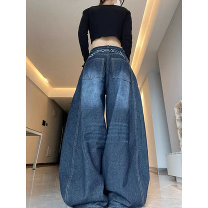 Jean taille haute pour femmes, Design Vintage, Hip Hop, droit, Baggy, pantalon en Denim, rue Y2K, Style américain, jambes larges