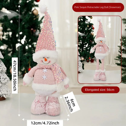 Poupée rétractable sur pied de noël, père noël, bonhomme de neige, décoration de noël, vitrine, décoration de maison, literie, cadeaux