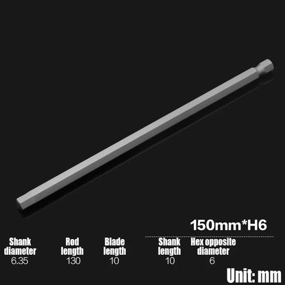 Foret Allen à tête hexagonale H2-H10, 75mm, 150mm, 200mm, embout de tournevis hexagonal électrique, tête de lot magnétique, tournevis à percussion, 1 pièce