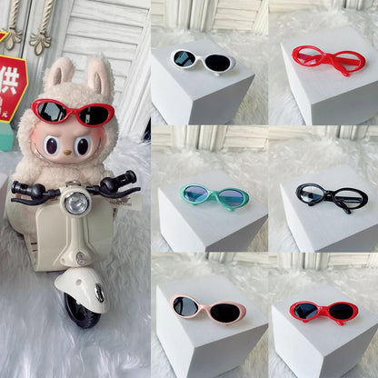 Lunettes de soleil ovales pour poupées en peluche Labubu Kpop idole, accessoires de poupée en plastique à la mode, lunettes mignonnes de décoration