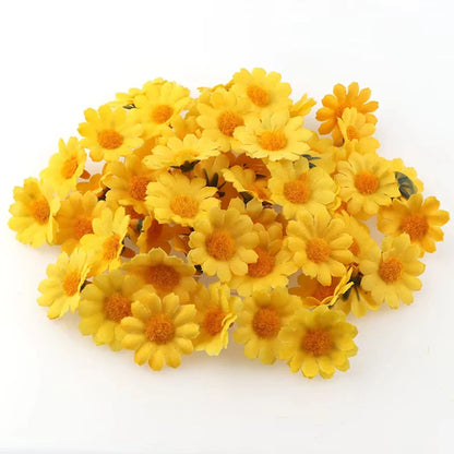 100 PC/lot 2.5 cm Mini marguerite fleur décorative fleurs artificielles en soie décoration de fête de mariage décor à la maison (sans tige) moins cher