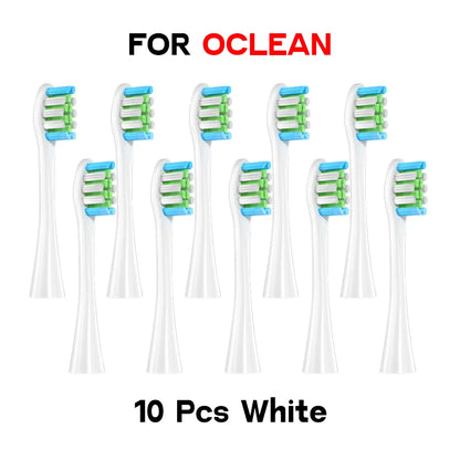 Têtes de brosse à dents de rechange, 10 pièces, pour Oclean, gamme complète, buses DuPont souples, scellées sous vide, emballées