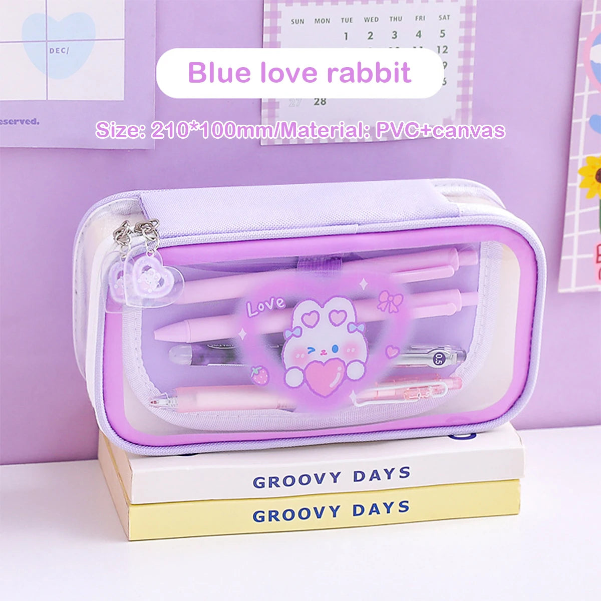 Trousse à crayons transparente de grande capacité