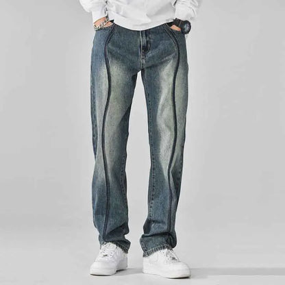 DistMurcia-Jean Vintage à Jambes Larges et Droites pour Homme, Vêtement Polyvalent, Style Américain, Été