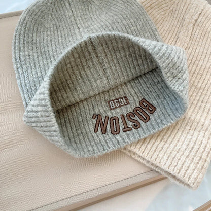 Chaud bébé hiver chapeaux pour enfants bonnet tricoté couleur bonbon R lettre en plein air décontracté enfants filles bonnet chapeau
