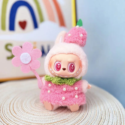 Boîte aveugle de deuxième génération LabubuBU vêtements pendentif visage en vinyle LABUBU série de fête assise vêtements de bébé mignons boîte aveugle jouets