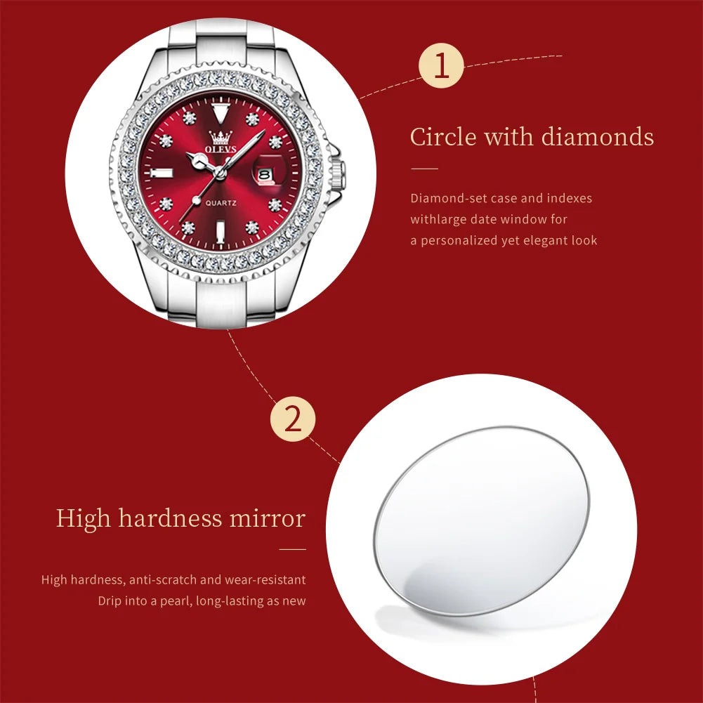 OLEVS 9945 Original diamant montre à Quartz pour femmes  élégant montres en acier inoxydable étanche femmes montres