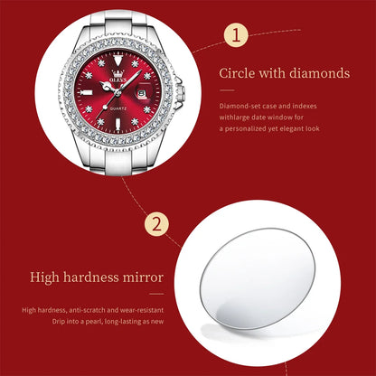 OLEVS 9945 Original diamant montre à Quartz pour femmes  élégant montres en acier inoxydable étanche femmes montres