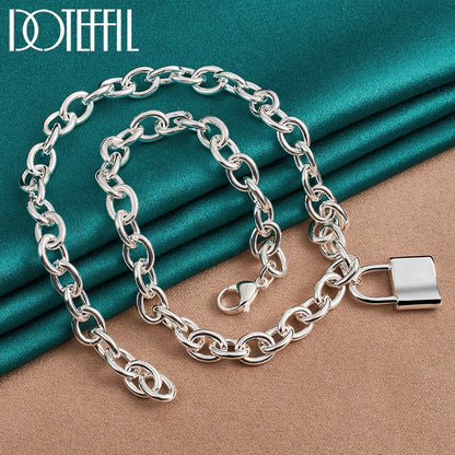 DOTEFFIL – colliers avec pendentif à serrure carrée en argent Sterling 925, chaîne de 18 pouces pour femmes amoureux, bijoux de fête de mariage