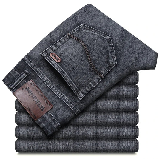 Jeans classiques gris noir pour hommes, jeans de travail, style décontracté, droits, à la mode, 2024