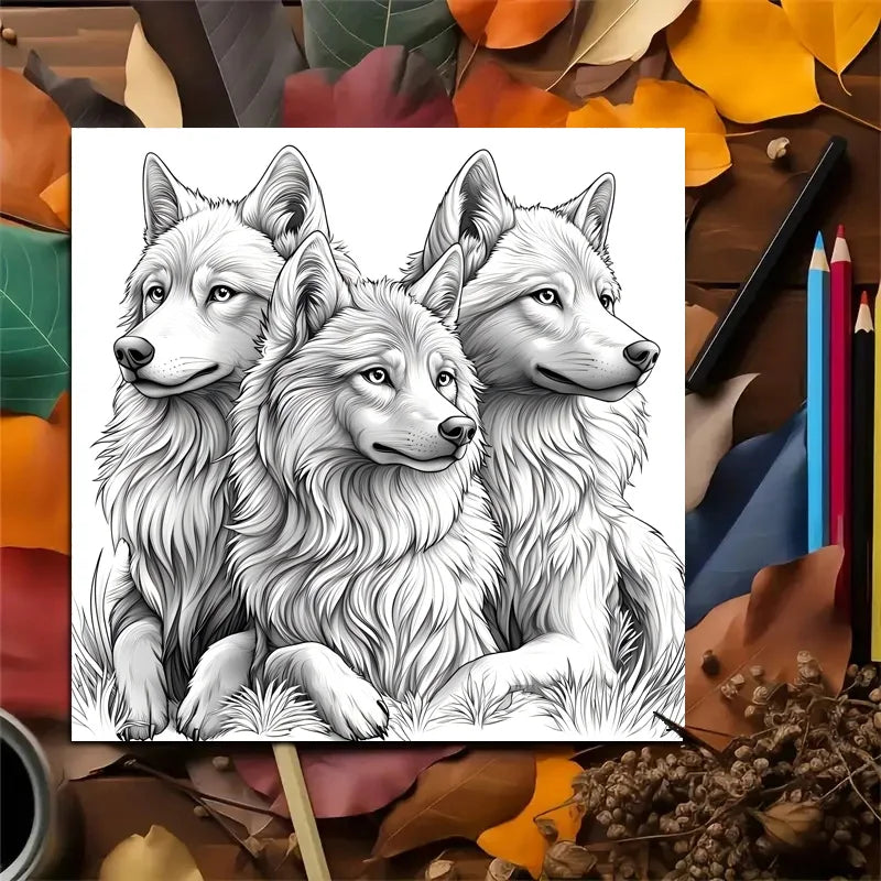 Livre de coloriage Wolf Pack pour adultes – 20 pages de loups de prairie détaillés, livre de coloriage de thérapie d'art thérapeutique