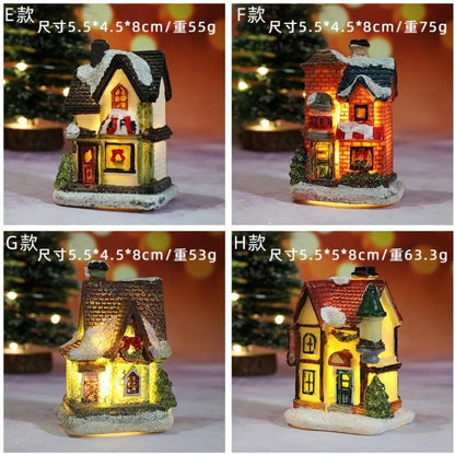 Nouvelles décorations de noël en résine, petite maison, Micro paysage, petits ornements, cadeaux de noël