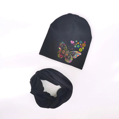 Ensemble de chapeaux de bébé à fleurs papillon pour filles, chapeau pour enfants, chapeau pour bébé garçon, chapeau en coton, écharpe pour enfants, collier, écharpe pour enfants