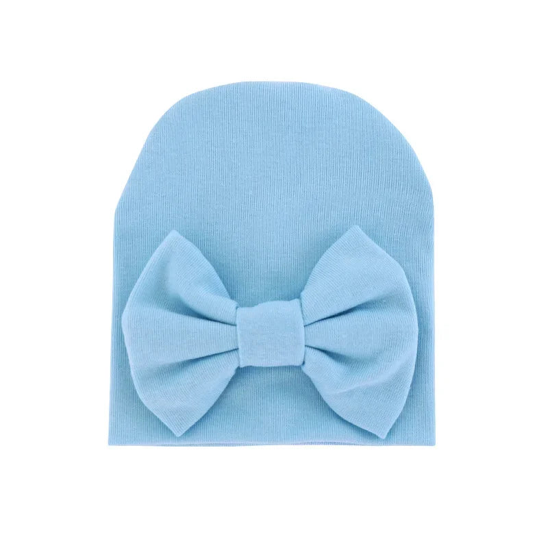 Chapeau avec nœud en coton pour bébé fille, casquette chaude pour nouveau-né, bonnet pour bébé, accessoires solides, 2020