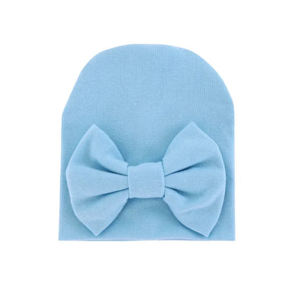Chapeau avec nœud en coton pour bébé fille, casquette chaude pour nouveau-né, bonnet pour bébé, accessoires solides, 2020