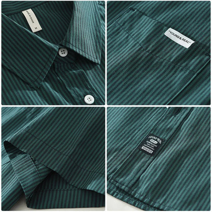 Chemises Cargo à Rayures en Pur Coton pour Homme, Vêtement à Manches Courtes, Fin et Confortable, Streetwear, Nouvelle Collection Printemps Été, CM8052