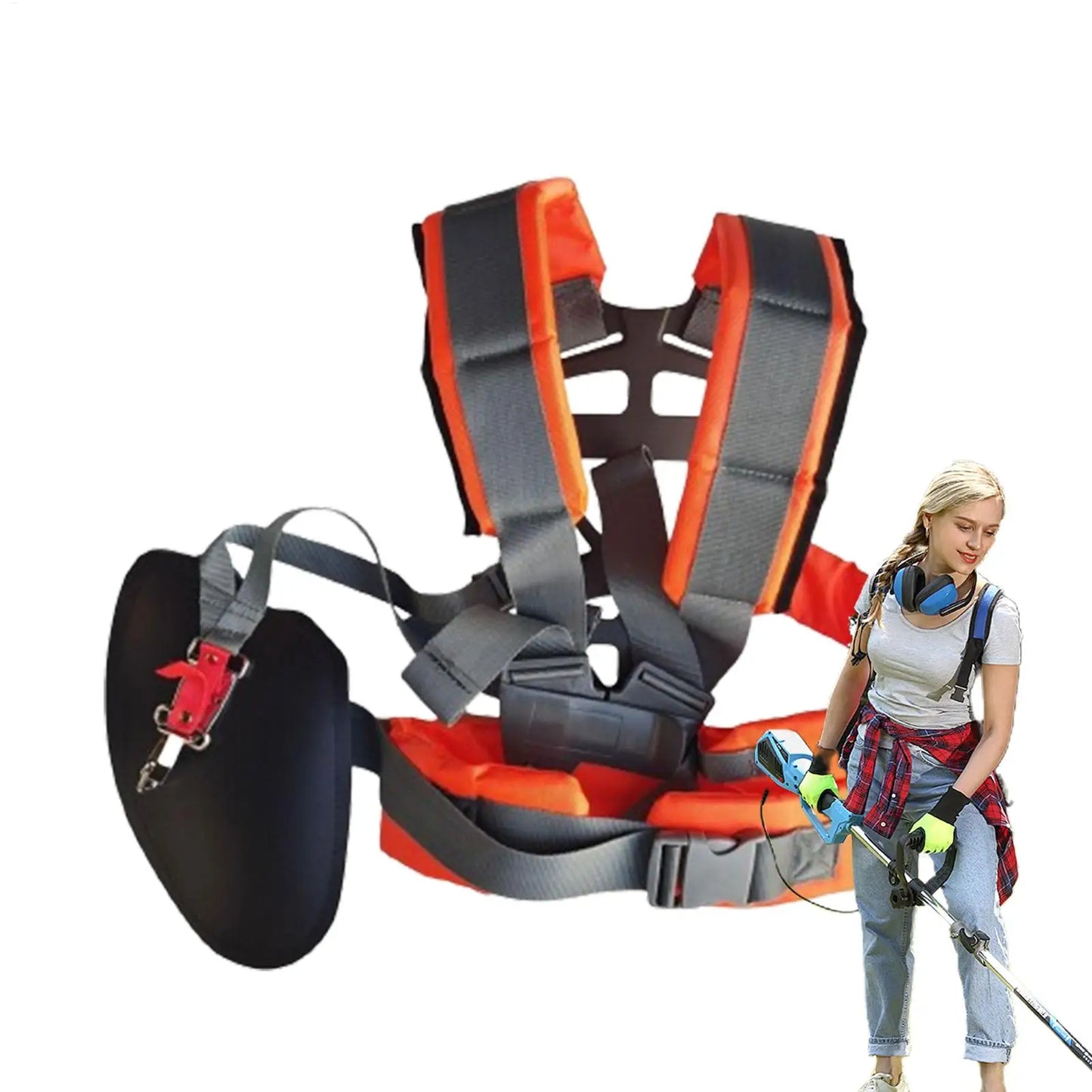 Harnais de débroussailleuse à Double épaule, sangle de coupe réglable rembourrée, ceinture d'outils de jardin permettant d'économiser du travail pour désherbage de tondeuse à gazon