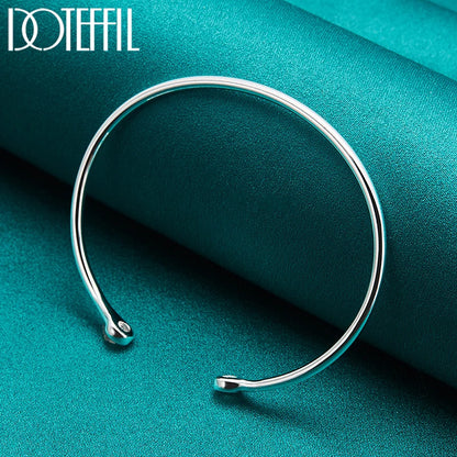 DOTEFFIL 925 argent Sterling 4mm lisse solide perle Bracelet boutons de manchette bracelets pour femmes hommes mariage fiançailles fête bijoux
