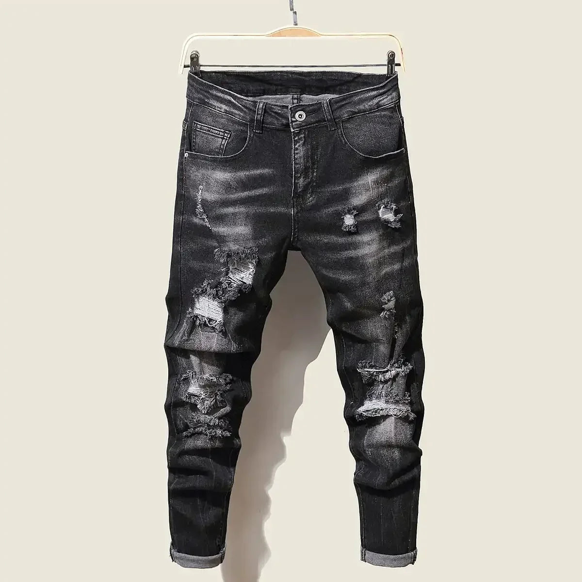 Mode hommes jean pantalon Stretch bleu jean moulant pour hommes décontracté coupe ajustée Denim pantalon Style coréen homme pantalon jean