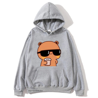 Sweat à capuche imprimé dessin animé Bubu Dudu pour hommes et femmes, sweats à capuche chauds, pull Kawaii, sweat Harajuku pour couple, sweat à capuche en polaire