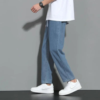 Jean de dehors Coréen pour Homme, Pantalon Droit Décontracté, Couleur Unie, Taille artificiel astique, Proximité, Poches Wstring, Polyvalent, Jambes Larges