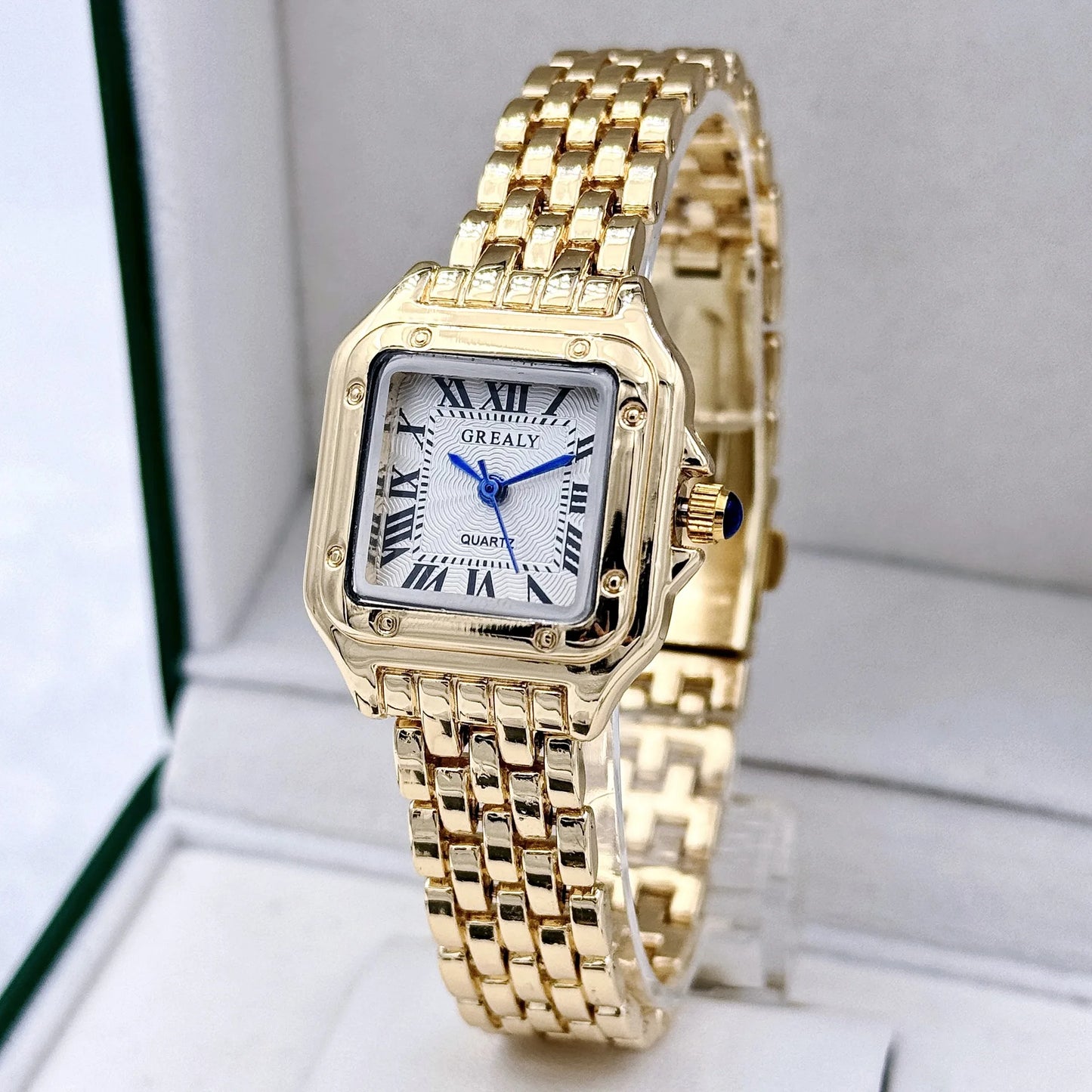 montre lumière or acier inoxydable  montres à Quartz