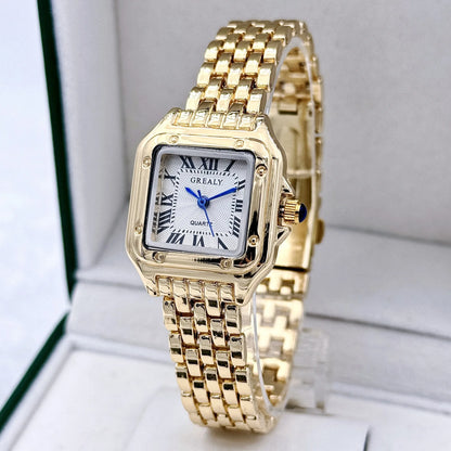 montre lumière or acier inoxydable  montres à Quartz