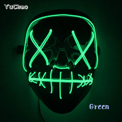 Masque de Purge d'Horreur Brcorporelle à LED, Complet au Néon, pour Cosplay, Fournitures de ixde Bar, Thème du Film d'Halloween